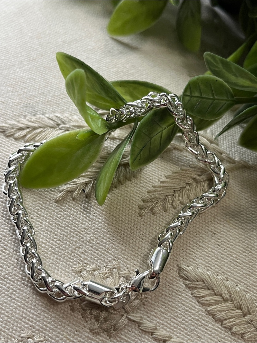 Sterling Silver 925 Woven Chain Bracelet ~New~ 8”